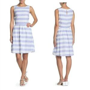Beachlunchlounge Blue & White Stripe Fit & Flare Summer Dress L